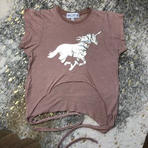 WILDFOX Unicorn crop top in brown